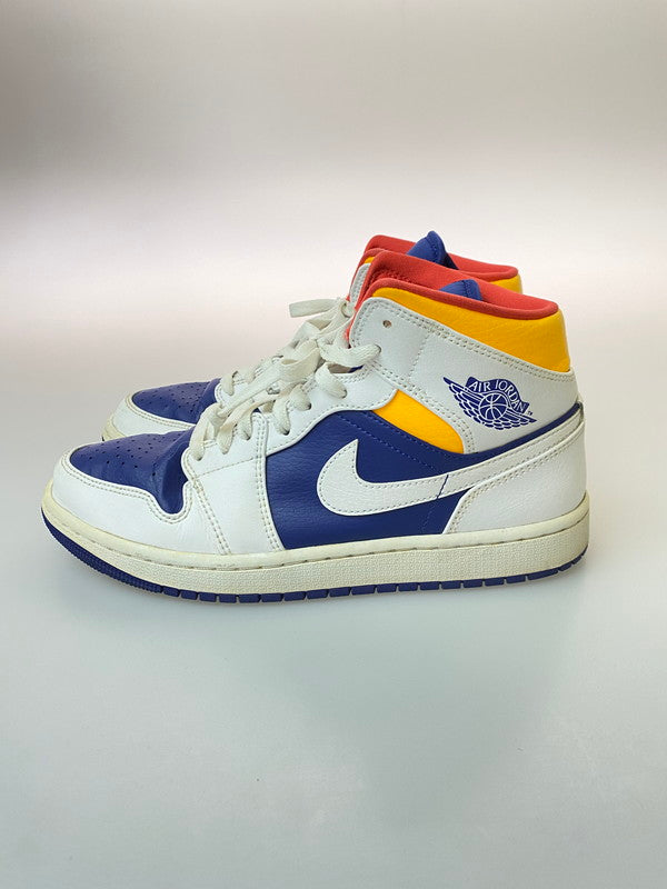 【中古品】【メンズ】 NIKE ナイキ AIR JORDAN 1 MID WHITE NAVY YELLOW 554724-131 エアジョーダン1 ミッド メンズ スニーカー 靴 シューズ 160-251216-em-29-min サイズ：26.0cm カラー：ホワイト/ネイビー/イエロー 万代Net店
