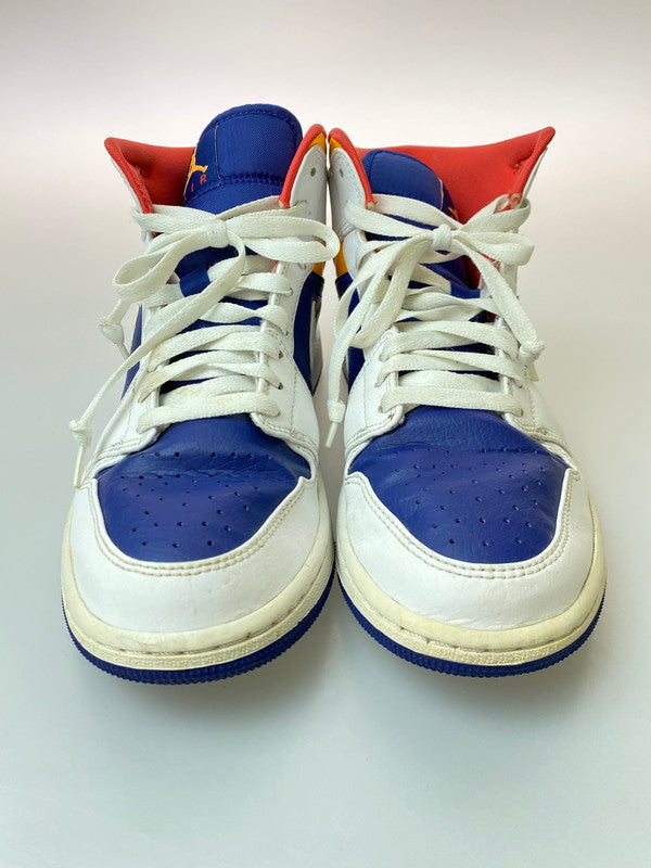 【中古品】【メンズ】 NIKE ナイキ AIR JORDAN 1 MID WHITE NAVY YELLOW 554724-131 エアジョーダン1 ミッド メンズ スニーカー 靴 シューズ 160-251216-em-29-min サイズ：26.0cm カラー：ホワイト/ネイビー/イエロー 万代Net店