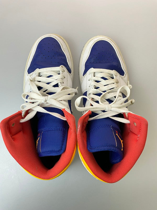 【中古品】【メンズ】 NIKE ナイキ AIR JORDAN 1 MID WHITE NAVY YELLOW 554724-131 エアジョーダン1 ミッド メンズ スニーカー 靴 シューズ 160-251216-em-29-min サイズ：26.0cm カラー：ホワイト/ネイビー/イエロー 万代Net店