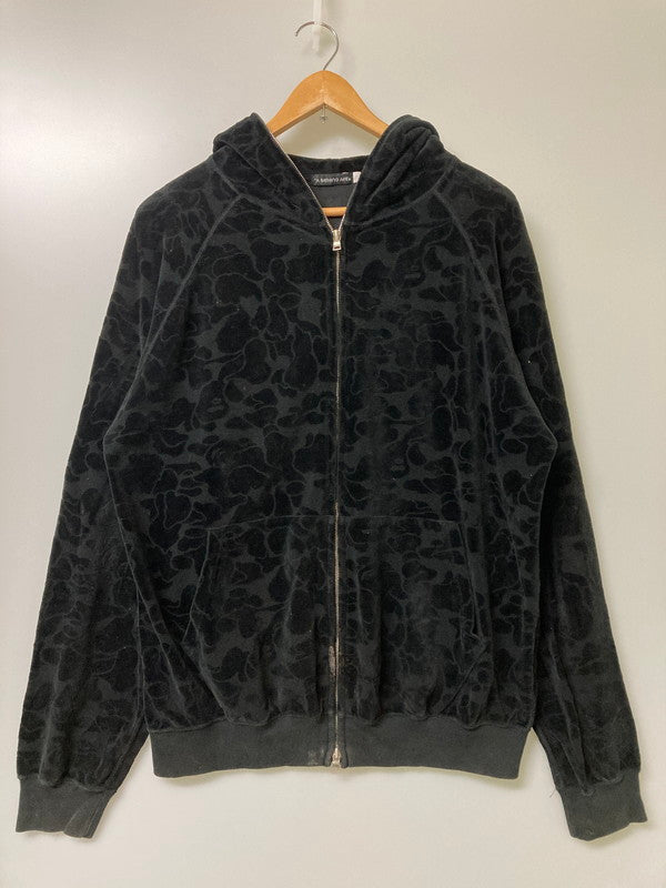【中古品】【メンズ】 A BATHING APE アベイシングエイプ 2000年代 FULL ZIP JACQUARD HOODIE フルジップ ジャガード フーディ トップス 142-251216-jt-03-min サイズ：L カラー：ブラック 万代Net店