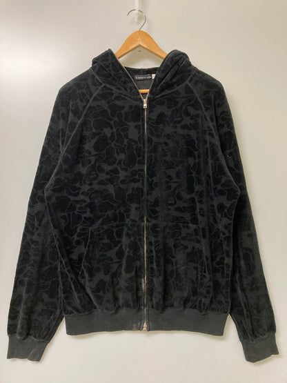 【中古品】【メンズ】 A BATHING APE アベイシングエイプ 2000年代 FULL ZIP JACQUARD HOODIE フルジップ ジャガード フーディ トップス 142-251216-jt-03-min サイズ：L カラー：ブラック 万代Net店