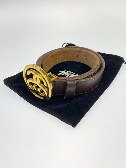 【中古品】【メンズ/レディース】 STUSSY ステューシー SS-LINK BUCKLE BELT SSリンク バックル ベルト レザーベルト 205-251223-em-09-min カラー：ブラウン 万代Net店