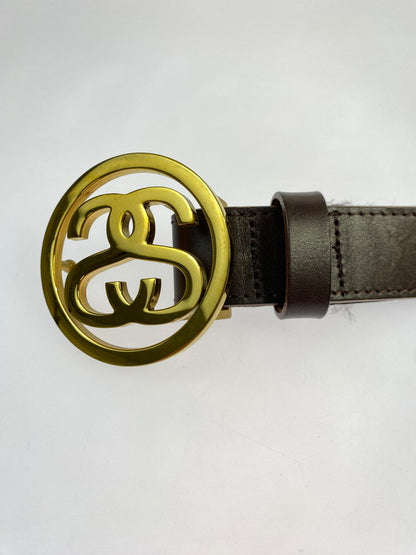 【中古品】【メンズ/レディース】 STUSSY ステューシー SS-LINK BUCKLE BELT SSリンク バックル ベルト レザーベルト 205-251223-em-09-min カラー：ブラウン 万代Net店