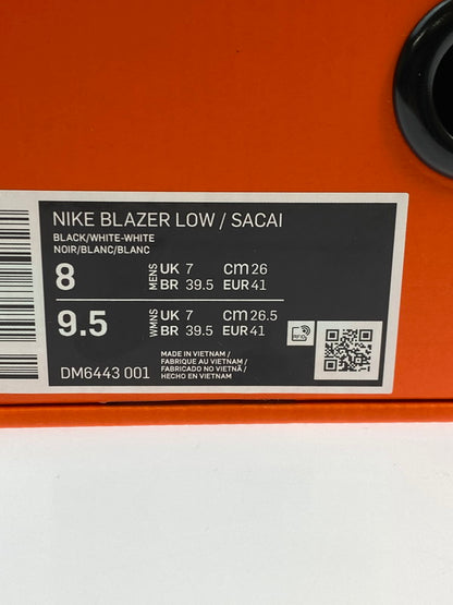 【中古美品】【メンズ】 NIKE ナイキ × SACAI サカイ BLAZER LOW DM6443-001 ブレーザー ロー メンズ スニーカー 靴 シューズ 160-251218-em-26-min サイズ：26.0cm カラー：BLACK PATENT LEATHER 万代Net店