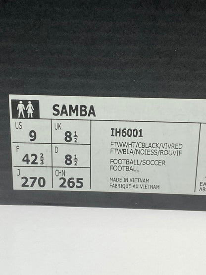 【中古美品】【メンズ】 adidas アディダス SAMBA IH6001 サンバ メンズ スニーカー サッカー フットボール 靴 シューズ 161-251218-em-38-min サイズ：27.0cm カラー：FOOTWEAR WHITE CORE BLACK VIVID RED 万代Net店