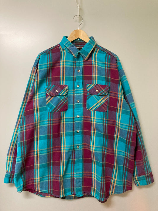 【現状渡し品】【メンズ】 FIVE BROTHER ファイブブラザー 90S FLANNEL SHIRT フランネルシャツ トップス 146-251222-zi-14-min サイズ：3XL カラー：ブルー/レッド系/イエロー/チェック柄 万代Net店