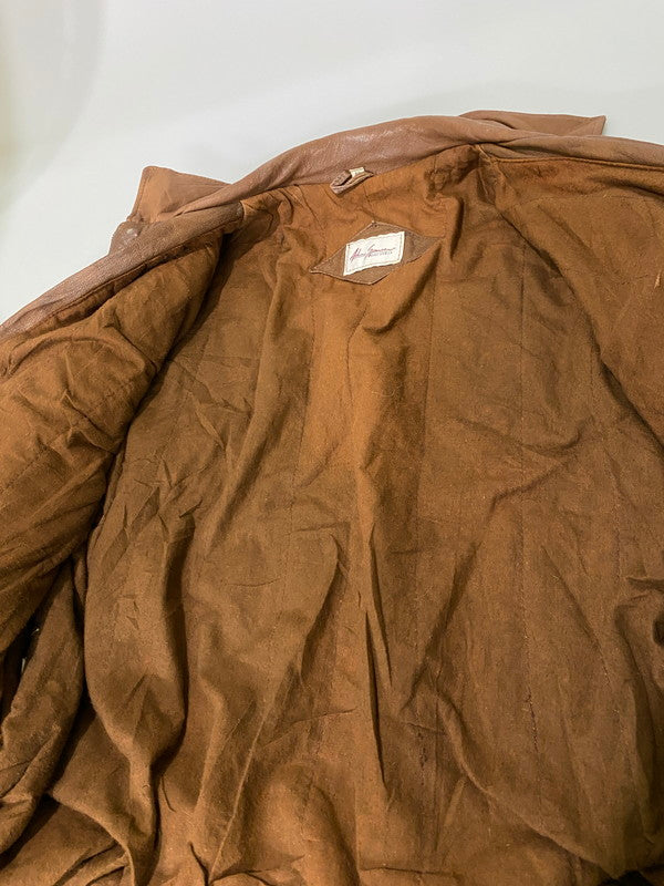 【ジャンク品】【メンズ】 ADAM SPENCER アダム・スペンサー LEATHER JACKET レザージャケット アウター 146-251220-zi-19-min サイズ：40 カラー：ブラウン 万代Net店