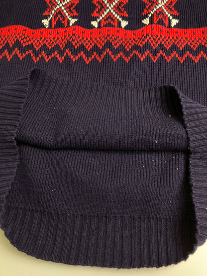 【中古品】【メンズ】 J.C.PENNY ジェイ・シー ペニー 70-80S KNIT 70年代 80年代 ニット メンズ セーター ノルディック柄 146-251223-em-48-min サイズ：L カラー：ネイビー 万代Net店