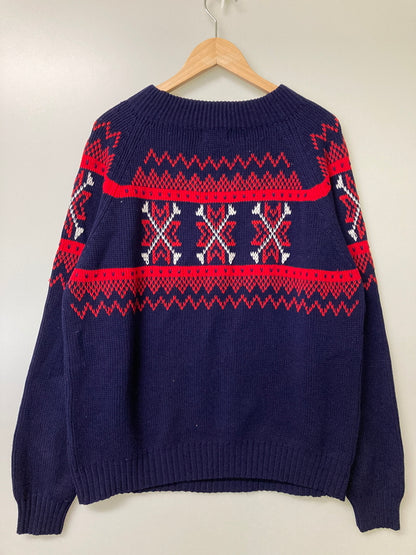 【中古品】【メンズ】 J.C.PENNY ジェイ・シー ペニー 70-80S KNIT 70年代 80年代 ニット メンズ セーター ノルディック柄 146-251223-em-48-min サイズ：L カラー：ネイビー 万代Net店