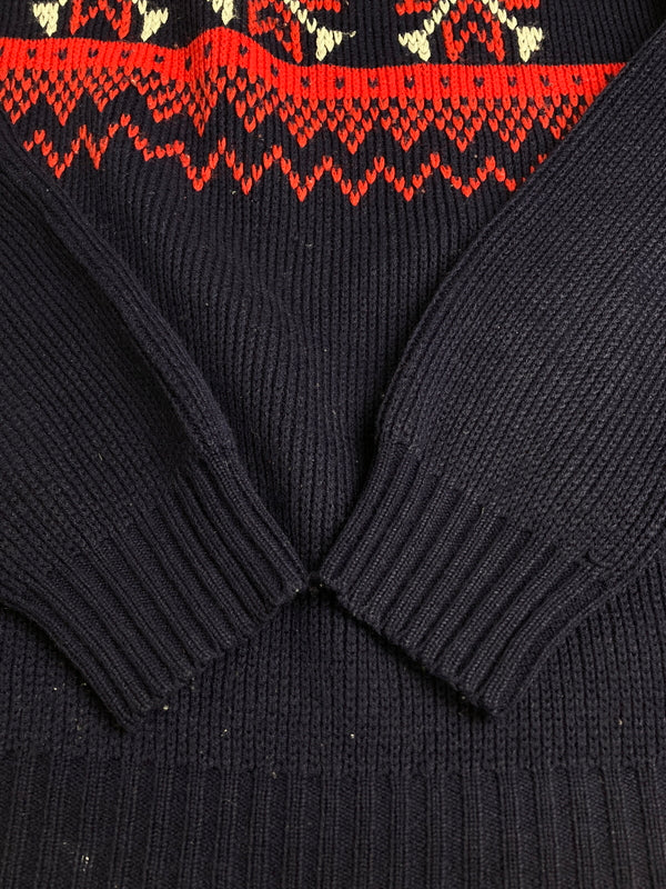 【中古品】【メンズ】 J.C.PENNY ジェイ・シー ペニー 70-80S KNIT 70年代 80年代 ニット メンズ セーター ノルディック柄 146-251223-em-48-min サイズ：L カラー：ネイビー 万代Net店