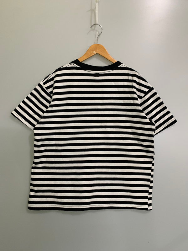 【中古品】【メンズ】 ami alexandre mattiussi アミアレクサンドレマチウシ HEART LOGO BORDER TEE ボーダー Tシャツ トップス 141-251220-zi-49-min サイズ：XL カラー：ブラック/ホワイト 万代Net店