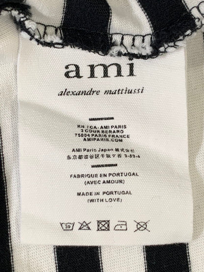 【中古品】【メンズ】 ami alexandre mattiussi アミアレクサンドレマチウシ HEART LOGO BORDER TEE ボーダー Tシャツ トップス 141-251220-zi-49-min サイズ：XL カラー：ブラック/ホワイト 万代Net店