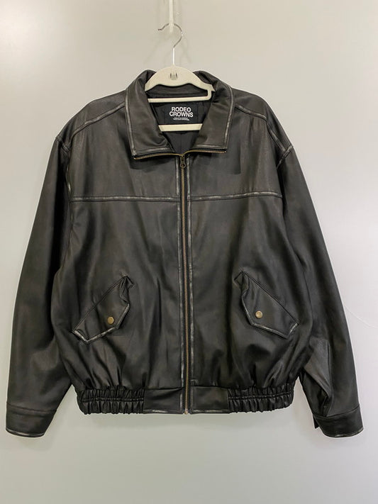 【中古品】【レディース】 Rodeo Crowns ロデオクラウンズ ヴィンテージ風レザージャケット 426HAH30-0141 アウター 169-260108-jt-08-min サイズ：L カラー：ブラック 万代Net店