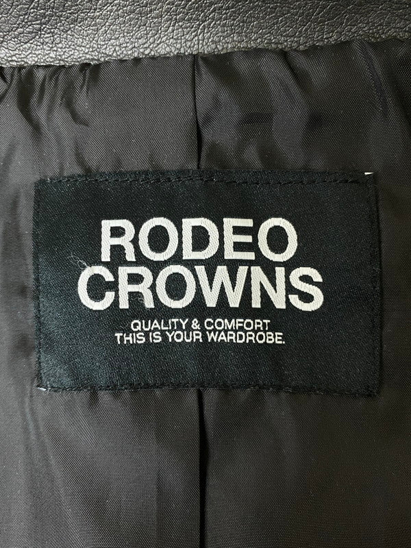【中古品】【レディース】 Rodeo Crowns ロデオクラウンズ ヴィンテージ風レザージャケット 426HAH30-0141 アウター 169-260108-jt-08-min サイズ：L カラー：ブラック 万代Net店