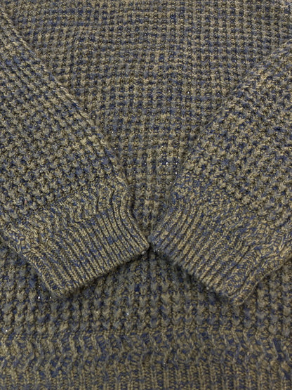 【中古品】【メンズ】 DAVID TAYLOR 90's L/S ACRYLIC KNIT デヴィットテイラー 90年代 ロングスリーブ アクリル ニット トップス 146-251227-yn-22-min サイズ：M カラー：オリーブグリーン/ネイビー 万代Net店