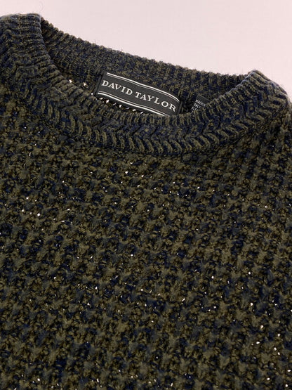【中古品】【メンズ】 DAVID TAYLOR 90's L/S ACRYLIC KNIT デヴィットテイラー 90年代 ロングスリーブ アクリル ニット トップス 146-251227-yn-22-min サイズ：M カラー：オリーブグリーン/ネイビー 万代Net店