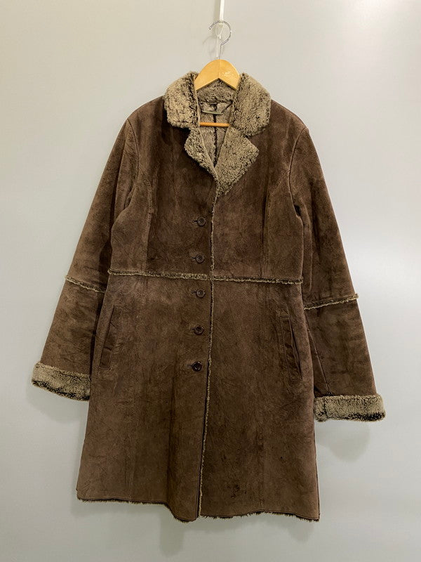 【中古品】【メンズ】 BRANDON THOMAS ブランドン トーマス MOUTON LONG COAT ムートン ロング コート アウター 146-260918-hu-36-min サイズ：L カラー：ブラウン 万代Net店