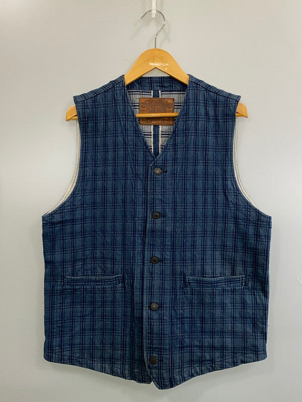 【中古品】【メンズ】 STUDIO D'ARTISAN ステュディオ ダ ルチザン DENIM CHECK KASE DYE VEST デニムチェック カセ染めベスト D4463 メンズ トップス 145-260704-hu-50-min サイズ：42 カラー：ブルー系（チェック） 万代Net店