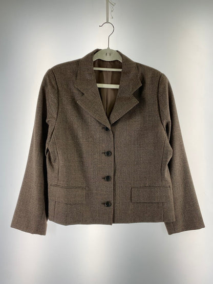 【中古品】【レディース】 MARGARET HOWELL マーガレットハウエル CHECK JACKET 筆記体白タグ チェック ジャケット レディース ヴィンテージ 169-260322-em-37-min サイズ：2 カラー：ブラウン系 万代Net店