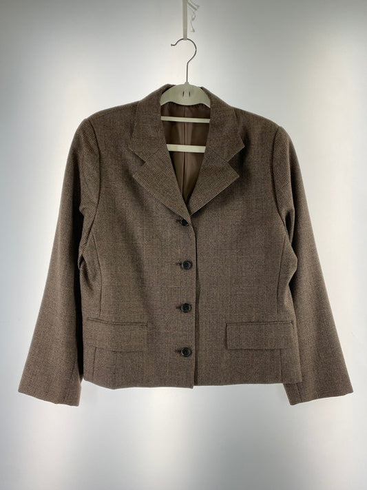 【中古品】【レディース】 MARGARET HOWELL マーガレットハウエル CHECK JACKET 筆記体白タグ チェック ジャケット レディース ヴィンテージ 169-260322-em-37-min サイズ：2 カラー：ブラウン系 万代Net店