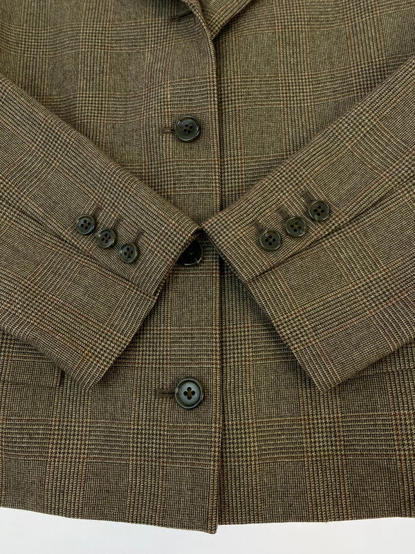 【中古品】【レディース】 MARGARET HOWELL マーガレットハウエル CHECK JACKET 筆記体白タグ チェック ジャケット レディース ヴィンテージ 169-260322-em-37-min サイズ：2 カラー：ブラウン系 万代Net店