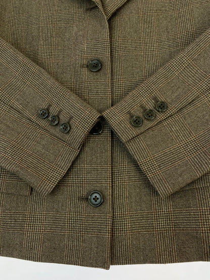 【中古品】【レディース】 MARGARET HOWELL マーガレットハウエル CHECK JACKET 筆記体白タグ チェック ジャケット レディース ヴィンテージ 169-260322-em-37-min サイズ：2 カラー：ブラウン系 万代Net店