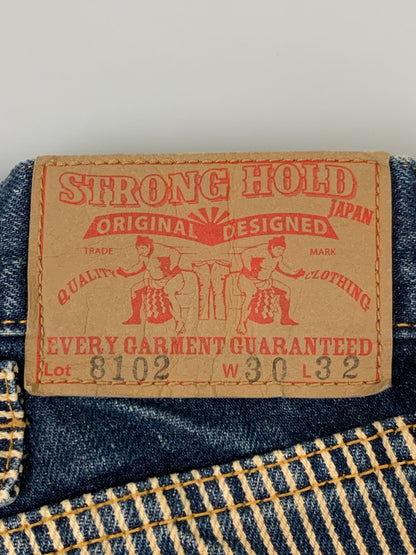 【中古品】【メンズ】 STRONG HOLD ストロングホールド ストライプヒッコリー切替デニムパンツ 8102 メンズ ボトムス 156-260704-hu-17-min サイズ：W30 L32 カラー：ブルーインディゴ/クリーム（ストライプ） 万代Net店