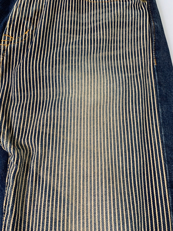 【中古品】【メンズ】 STRONG HOLD ストロングホールド ストライプヒッコリー切替デニムパンツ 8102 メンズ ボトムス 156-260704-hu-17-min サイズ：W30 L32 カラー：ブルーインディゴ/クリーム（ストライプ） 万代Net店