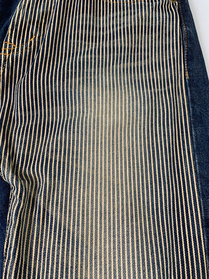 【中古品】【メンズ】 STRONG HOLD ストロングホールド ストライプヒッコリー切替デニムパンツ 8102 メンズ ボトムス 156-260704-hu-17-min サイズ：W30 L32 カラー：ブルーインディゴ/クリーム（ストライプ） 万代Net店