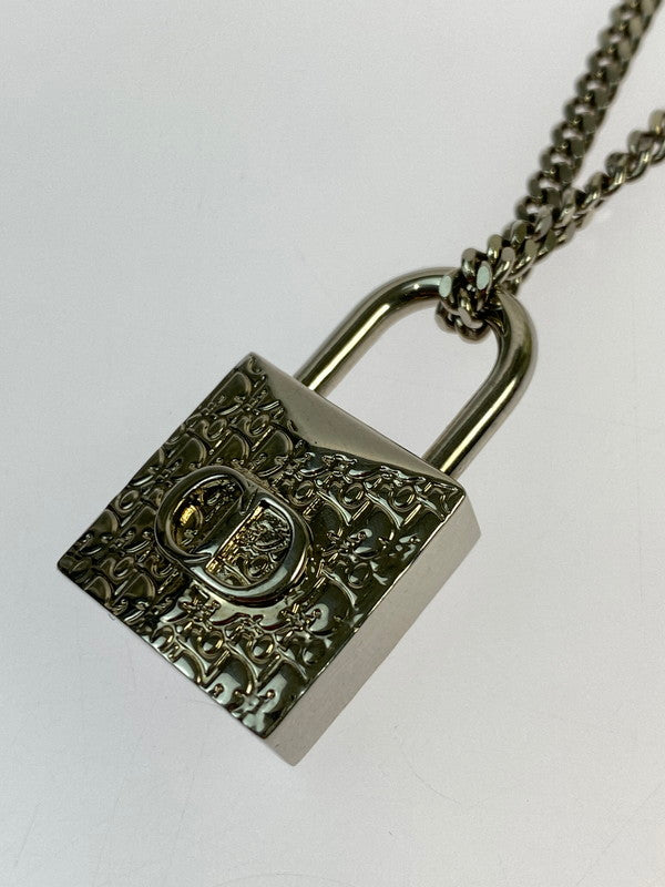 【中古品】【レディース】 Christian Dior クリスチャンディオール オブリーク CDアイコン パドロック ネックレス アクセサリー ペンダント 182-251231-kk-19-min カラー：シルバー 万代Net店