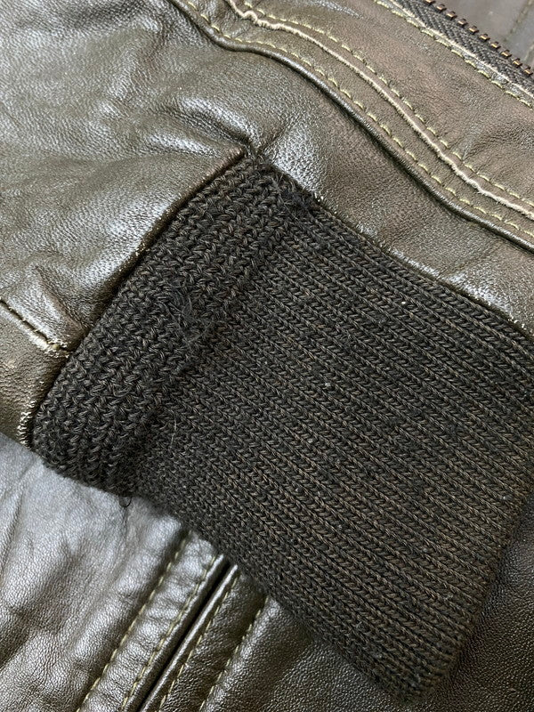 【中古品】【メンズ】 Grime effect グライム　エフェクト LEATHER JACKET レザー ジャケット メンズ アウター 馬皮 ジップアップ 146-260106-em-19-min サイズ：M カラー：ブラウン 万代Net店