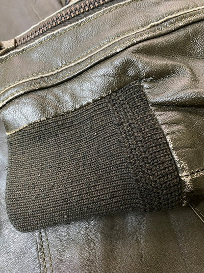 【中古品】【メンズ】 Grime effect グライム　エフェクト LEATHER JACKET レザー ジャケット メンズ アウター 馬皮 ジップアップ 146-260106-em-19-min サイズ：M カラー：ブラウン 万代Net店