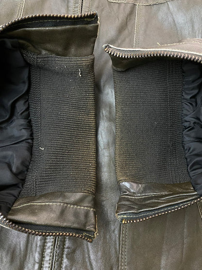 【中古品】【メンズ】 Grime effect グライム　エフェクト LEATHER JACKET レザー ジャケット メンズ アウター 馬皮 ジップアップ 146-260106-em-19-min サイズ：M カラー：ブラウン 万代Net店