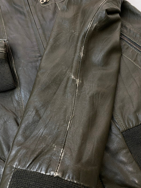 【中古品】【メンズ】 Grime effect グライム　エフェクト LEATHER JACKET レザー ジャケット メンズ アウター 馬皮 ジップアップ 146-260106-em-19-min サイズ：M カラー：ブラウン 万代Net店