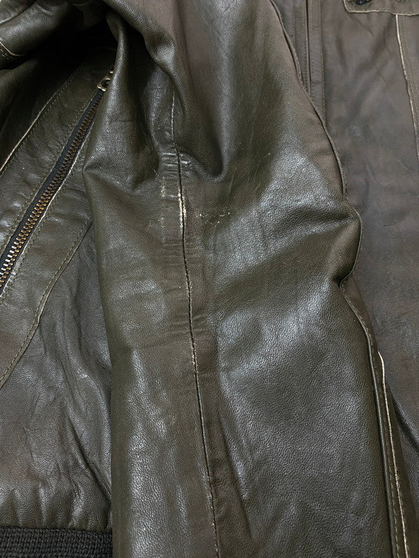 【中古品】【メンズ】 Grime effect グライム　エフェクト LEATHER JACKET レザー ジャケット メンズ アウター 馬皮 ジップアップ 146-260106-em-19-min サイズ：M カラー：ブラウン 万代Net店