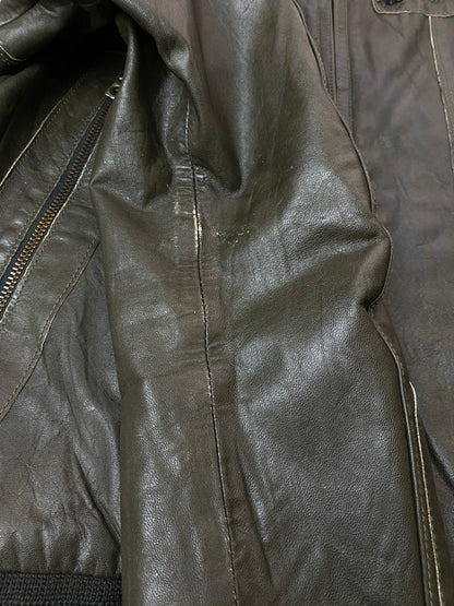 【中古品】【メンズ】 Grime effect グライム　エフェクト LEATHER JACKET レザー ジャケット メンズ アウター 馬皮 ジップアップ 146-260106-em-19-min サイズ：M カラー：ブラウン 万代Net店
