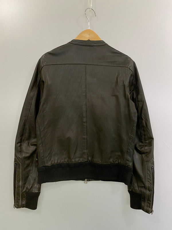 【中古品】【メンズ】 Grime effect グライム　エフェクト LEATHER JACKET レザー ジャケット メンズ アウター 馬皮 ジップアップ 146-260106-em-19-min サイズ：M カラー：ブラウン 万代Net店