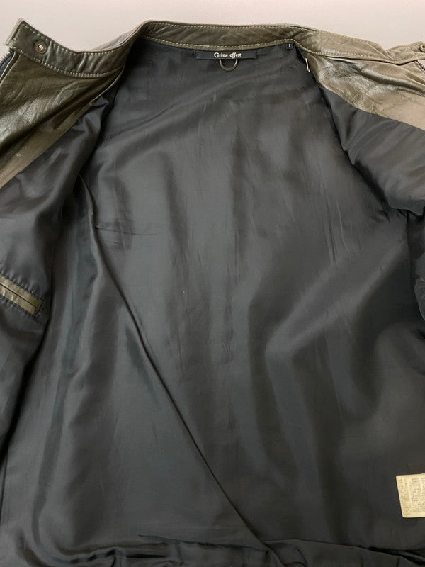 【中古品】【メンズ】 Grime effect グライム　エフェクト LEATHER JACKET レザー ジャケット メンズ アウター 馬皮 ジップアップ 146-260106-em-19-min サイズ：M カラー：ブラウン 万代Net店