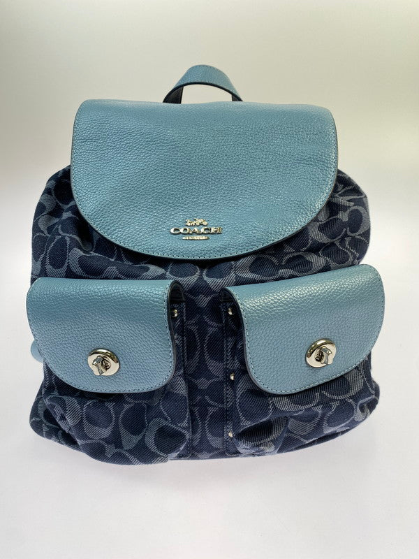 【中古品】【レディース】 COACH コーチ デニム シグネチャー リュック F25892 レザーコンビ リュックサック カバン 180-251228-em-34-min カラー：ブルー系 万代Net店
