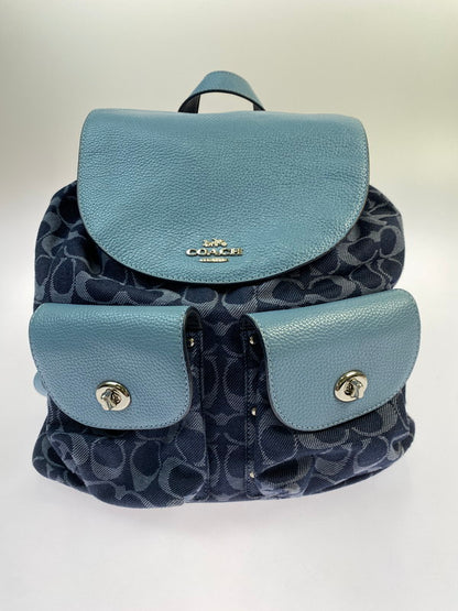 【中古品】【レディース】 COACH コーチ デニム シグネチャー リュック F25892 レザーコンビ リュックサック カバン 180-251228-em-34-min カラー：ブルー系 万代Net店