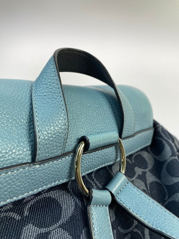 【中古品】【レディース】 COACH コーチ デニム シグネチャー リュック F25892 レザーコンビ リュックサック カバン 180-251228-em-34-min カラー：ブルー系 万代Net店