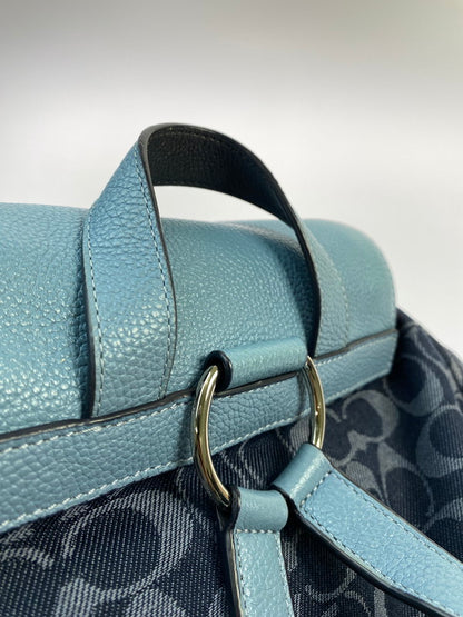 【中古品】【レディース】 COACH コーチ デニム シグネチャー リュック F25892 レザーコンビ リュックサック カバン 180-251228-em-34-min カラー：ブルー系 万代Net店