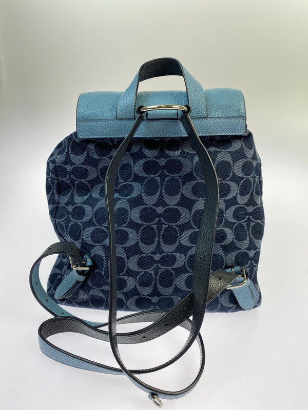 【中古品】【レディース】 COACH コーチ デニム シグネチャー リュック F25892 レザーコンビ リュックサック カバン 180-251228-em-34-min カラー：ブルー系 万代Net店