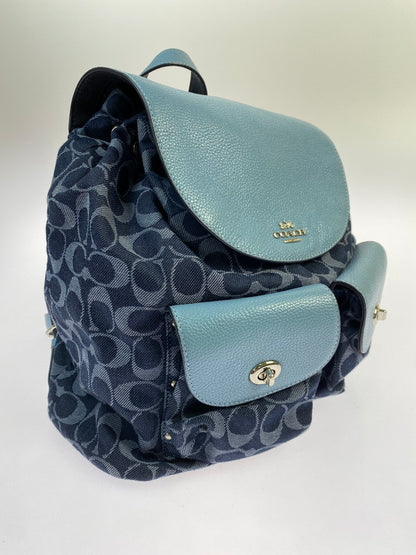 【中古品】【レディース】 COACH コーチ デニム シグネチャー リュック F25892 レザーコンビ リュックサック カバン 180-251228-em-34-min カラー：ブルー系 万代Net店