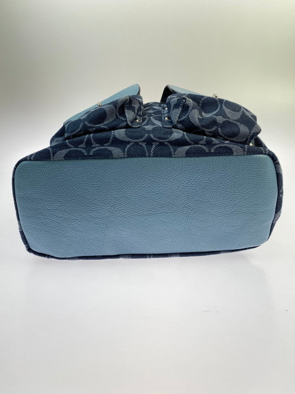 【中古品】【レディース】 COACH コーチ デニム シグネチャー リュック F25892 レザーコンビ リュックサック カバン 180-251228-em-34-min カラー：ブルー系 万代Net店