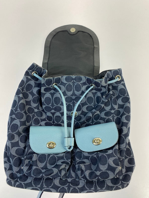 【中古品】【レディース】 COACH コーチ デニム シグネチャー リュック F25892 レザーコンビ リュックサック カバン 180-251228-em-34-min カラー：ブルー系 万代Net店