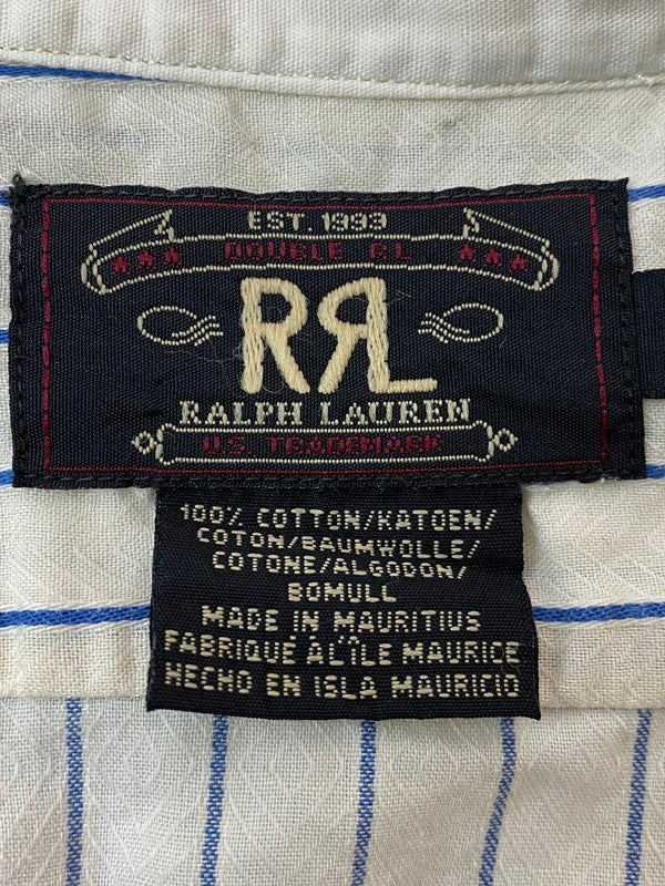 【現状渡し品】【メンズ】 RRL ダブルアールエル 90'S 三つ星 ノーカラー ストライプシャツ トップス 145-251227-zi-08-min サイズ：S 万代Net店