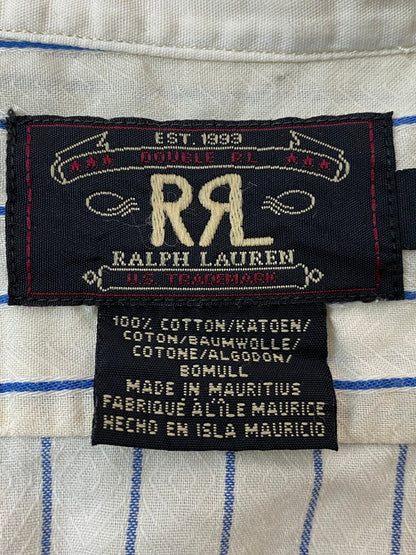 【現状渡し品】【メンズ】 RRL ダブルアールエル 90'S 三つ星 ノーカラー ストライプシャツ トップス 145-251227-zi-08-min サイズ：S 万代Net店
