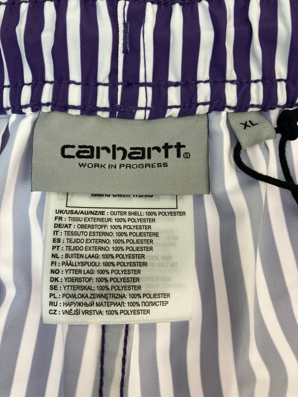 【中古美品】【メンズ】 CARHARTT WIP カーハートダブリューアイピー ISLAND SWIM STRIPE TRUNKS アイランド スイム ストライプ トランクス 153-251230-zi-44-min サイズ：XL カラー：パープル/ホワイト 万代Net店