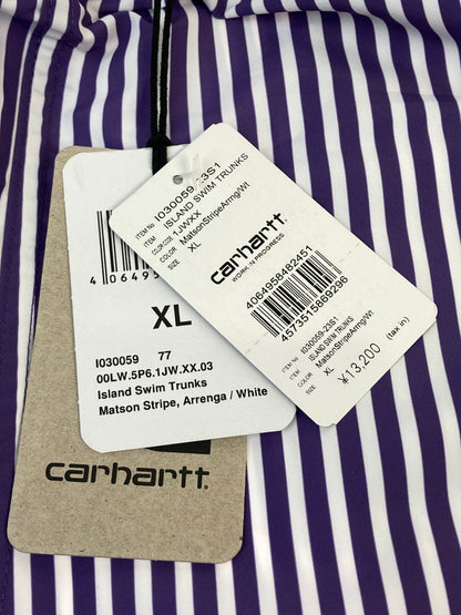 【中古美品】【メンズ】 CARHARTT WIP カーハートダブリューアイピー ISLAND SWIM STRIPE TRUNKS アイランド スイム ストライプ トランクス 153-251230-zi-44-min サイズ：XL カラー：パープル/ホワイト 万代Net店